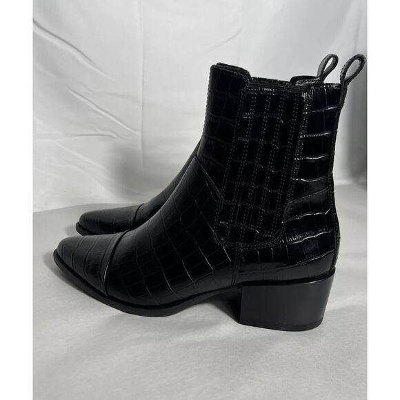Vagabond Shoemakers Black Leather Alligator Heeled Boots Size 37 Size US 6.5-7 - Picture 3 of 11